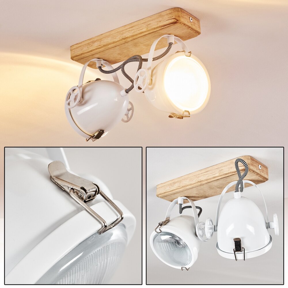 Plafonnier Coruna Bois clair, Blanc, 2 lumières main product photo