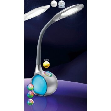 Lampe de table Globo TARRON LED Argenté, Transparent, 3 lumières