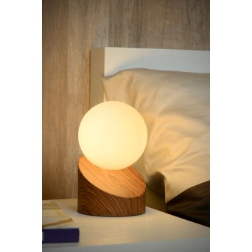 Lampe de table Lucide LEN Bois foncé, 1 lumière