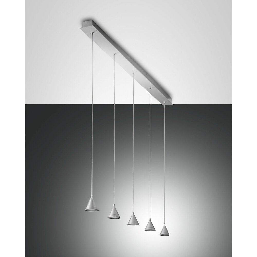 Suspension Fabas Luce Delta LED Aluminium, 5 lumières main product photo