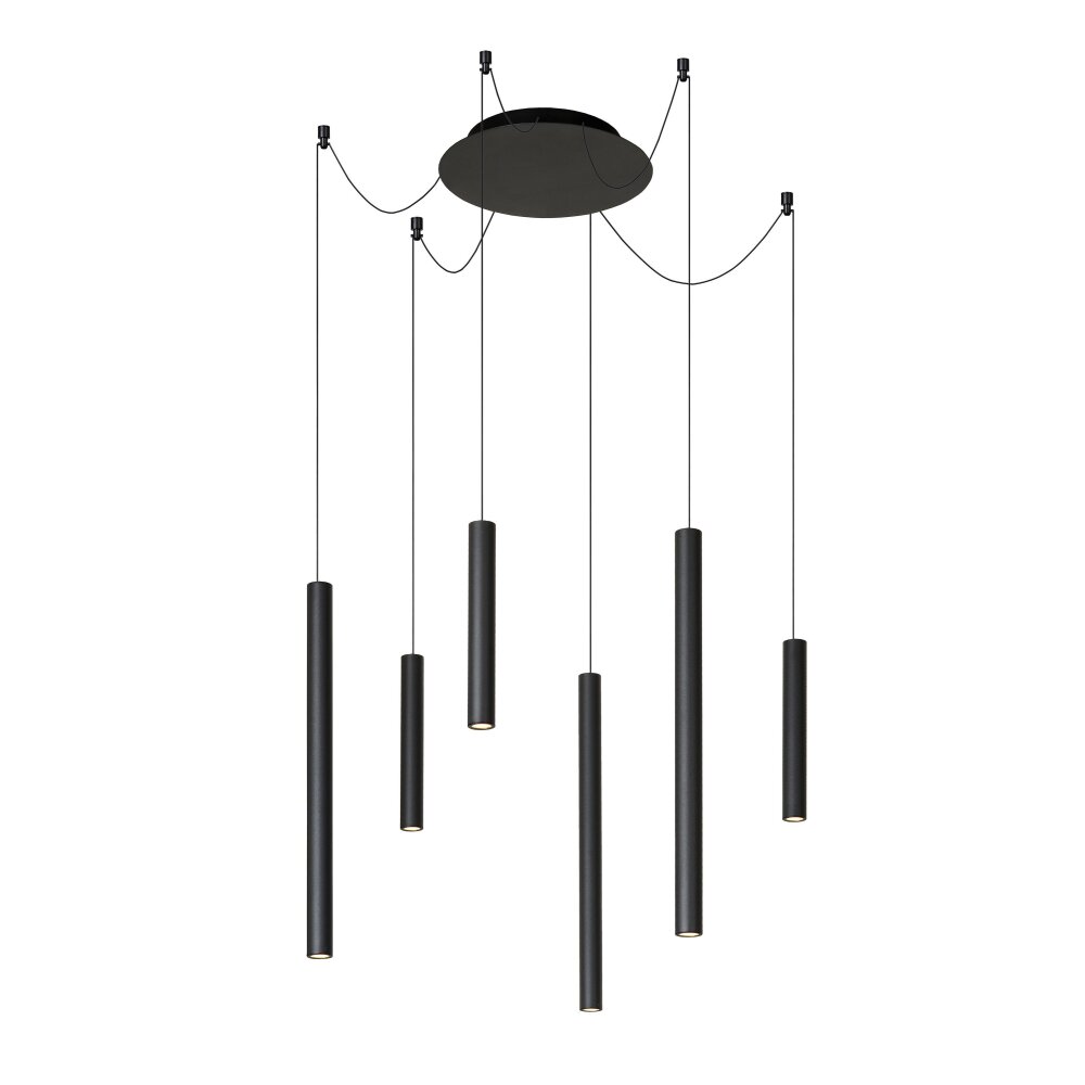 Suspension Lucide LORENZ LED Noir, 6 lumières main product photo
