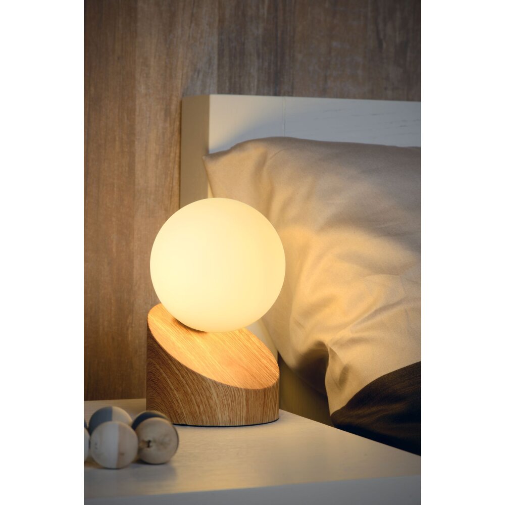 Lampe de table Lucide LEN Bois foncé, 1 lumière main product photo