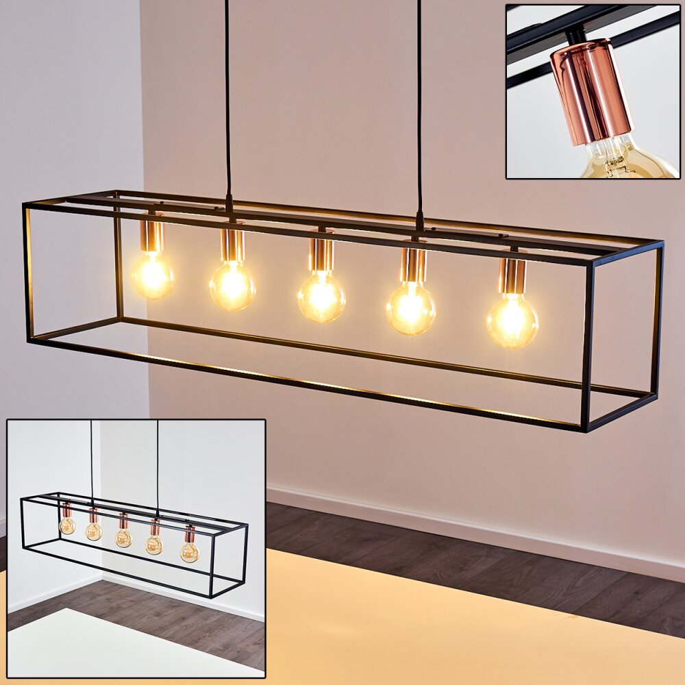Suspension Yuhigaoka Cuivre, Noir, 5 lumières main product photo