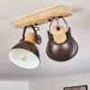 Plafonnier Orny Anthracite, Bois clair, 2 lumières