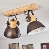 Plafonnier Orny Anthracite, Bois clair, 2 lumières