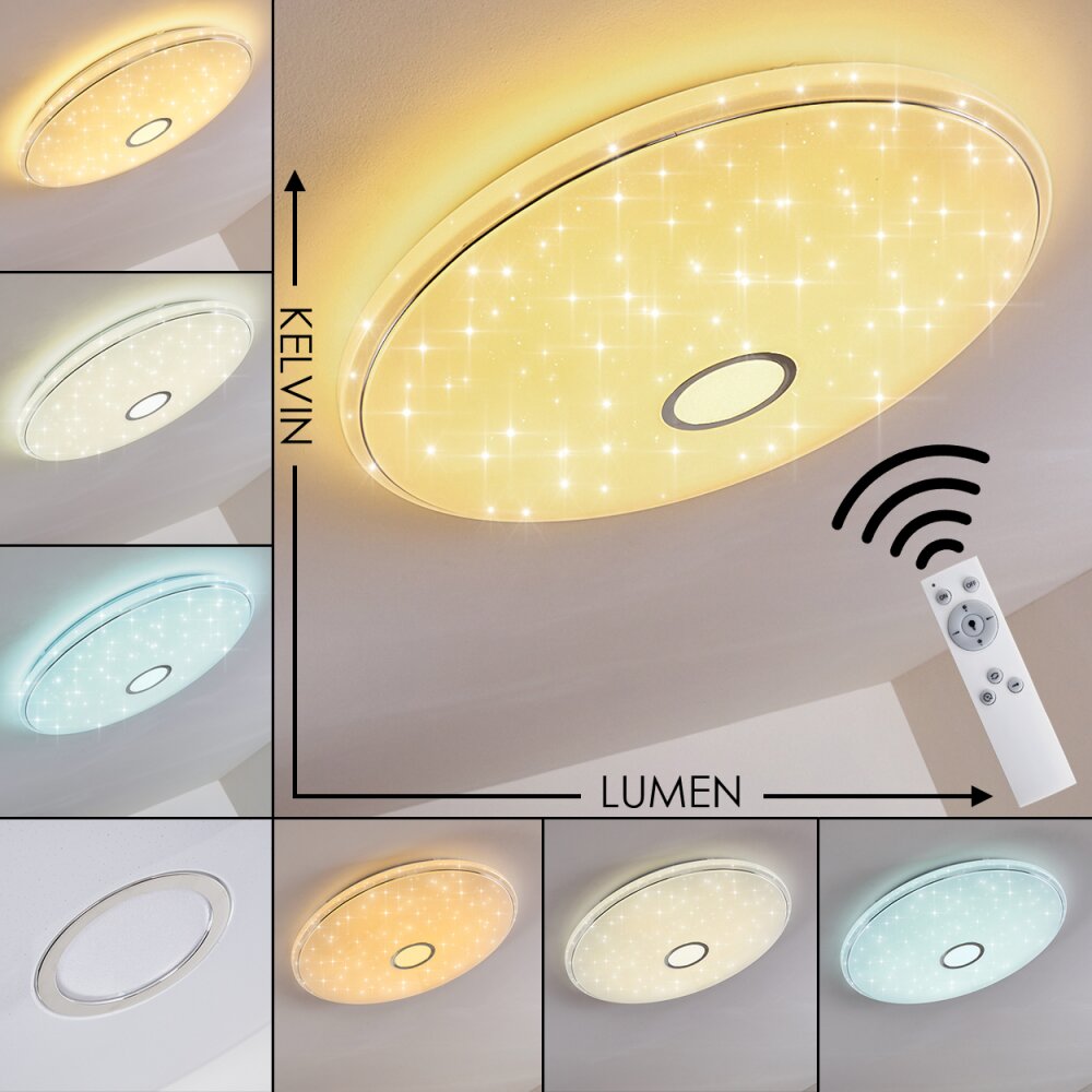 Plafonnier Cirque LED Chrome, 1 lumière, Télécommandes, Changeur de couleurs main product photo