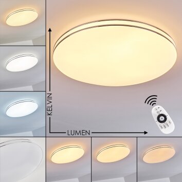 Plafonnier Genthin LED Blanc, 1 lumière, Télécommandes