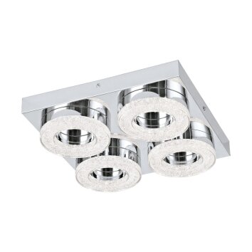 Plafonnier Eglo FRADELO LED Chrome, Aspect cristal, 4 lumières