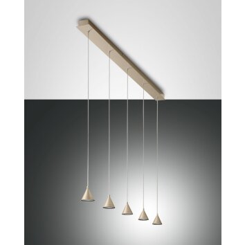 Suspension Fabas Luce Delta LED Or, 5 lumières