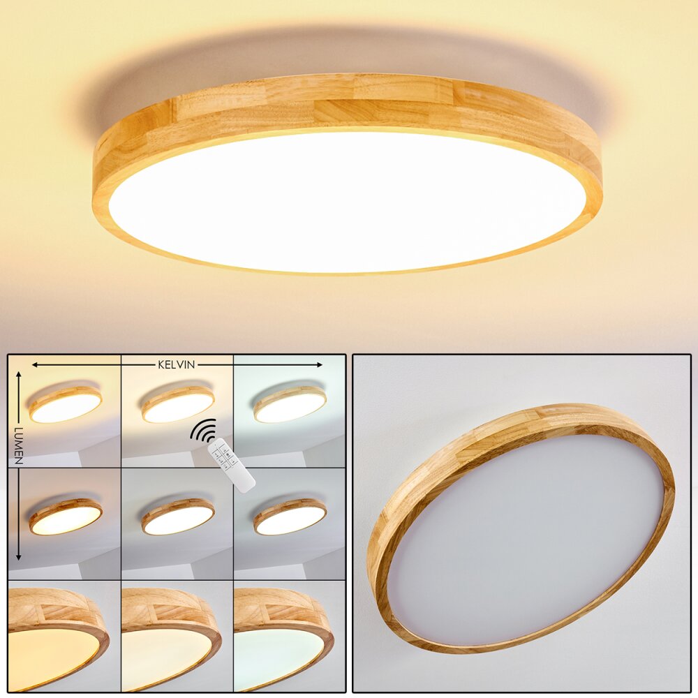 Plafonnier Bagaha LED Bois clair, 1 lumière, Télécommandes main product photo