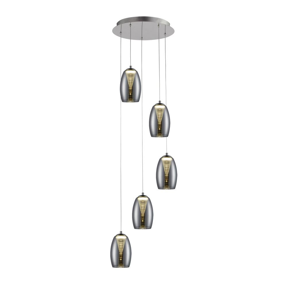 Suspension Brilliant Metropolis LED Chrome, 5 lumières main product photo