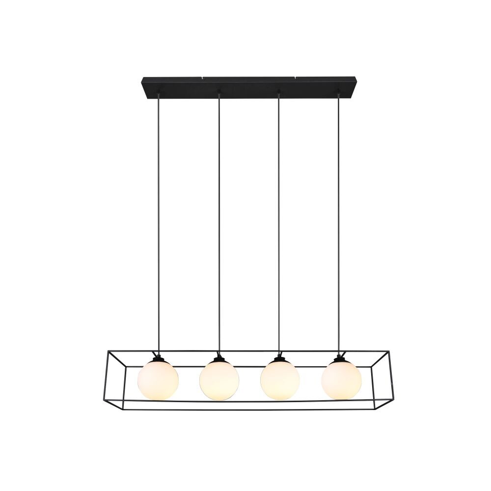 Suspension Reality GABBIA Noir, 4 lumières main product photo