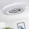 Ventilateur de plafond Petrovac LED Chrome, Blanc, 1 lumière, Télécommandes