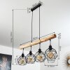 Suspension Bacabal Bois clair, Noir, 4 lumières