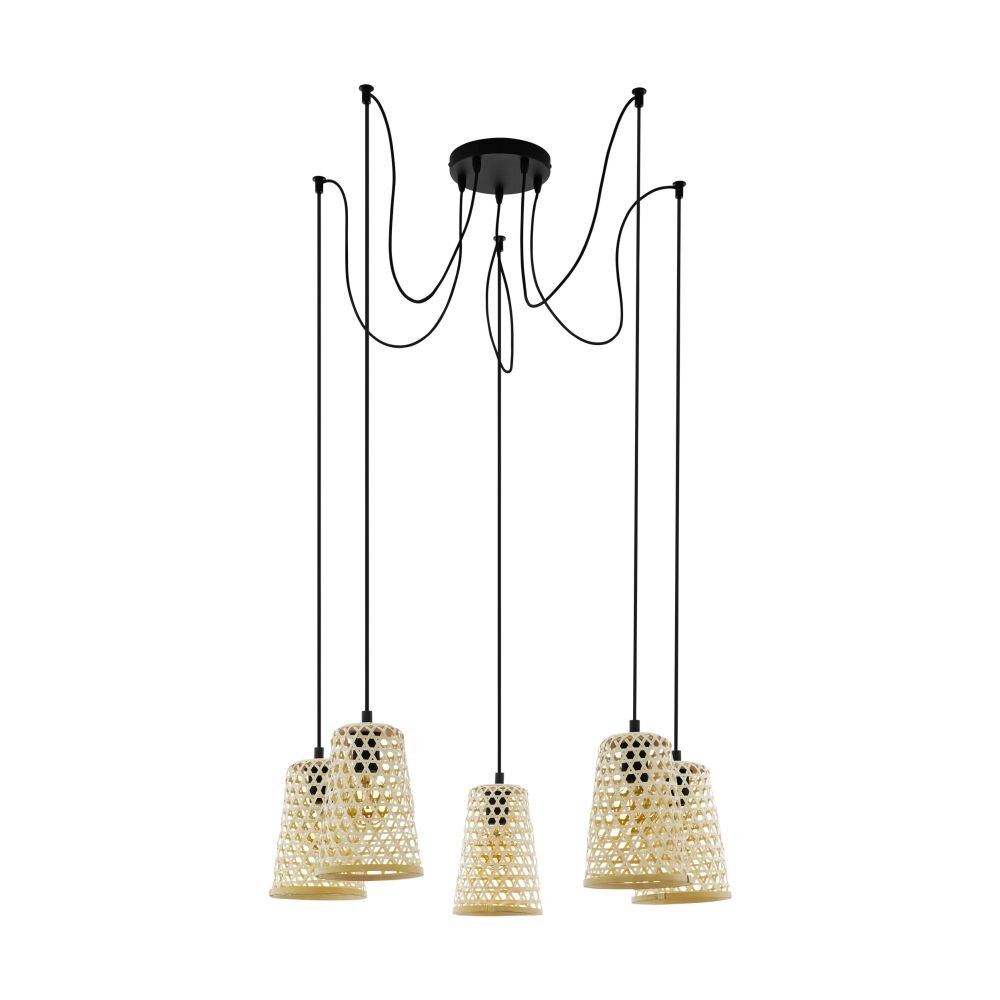 Suspension EGLO CLAVERDON Noir, 5 lumières main product photo