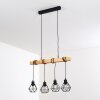 Suspension Barbengo Bois clair, Noir, 4 lumières
