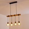 Suspension Barbengo Bois clair, Noir, 4 lumières