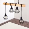 Suspension Barbengo Bois clair, Noir, 4 lumières