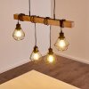 Suspension Barbengo Bois clair, Noir, 4 lumières