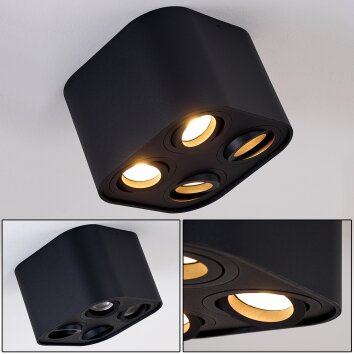 Plafonnier Baishan Noir, 4 lumières