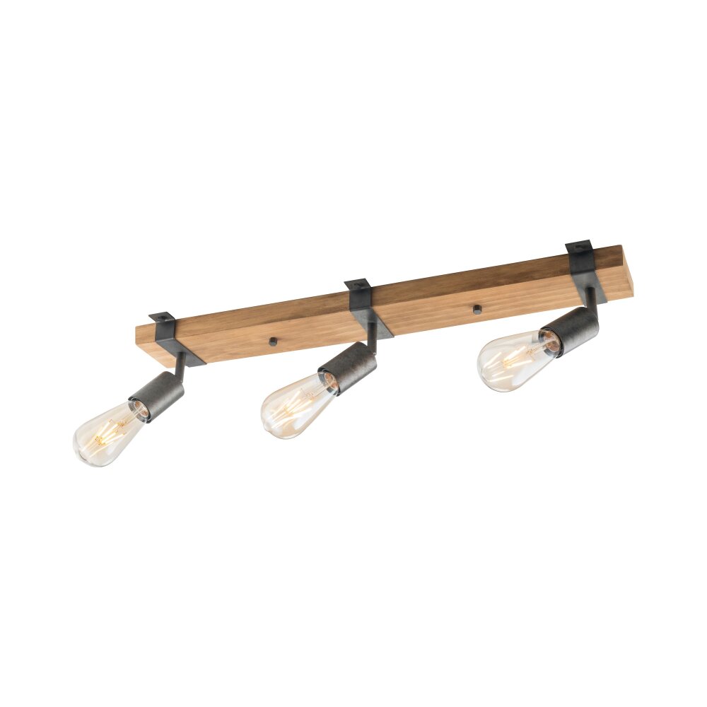 Plafonnier Leuchten-Direkt SLAT Brun, Bois foncé, 3 lumières main product photo