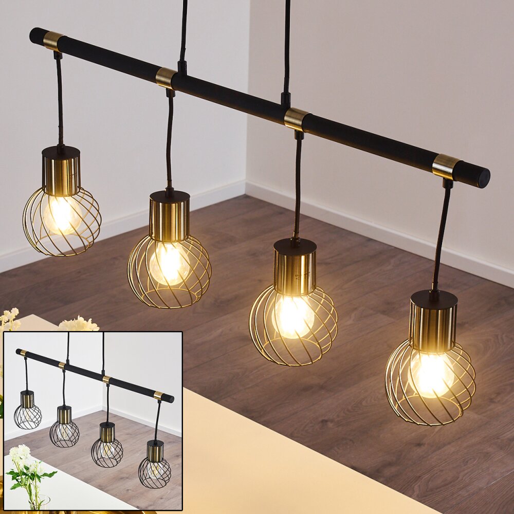 Suspension Bacau Noir doré, 4 lumières main product photo