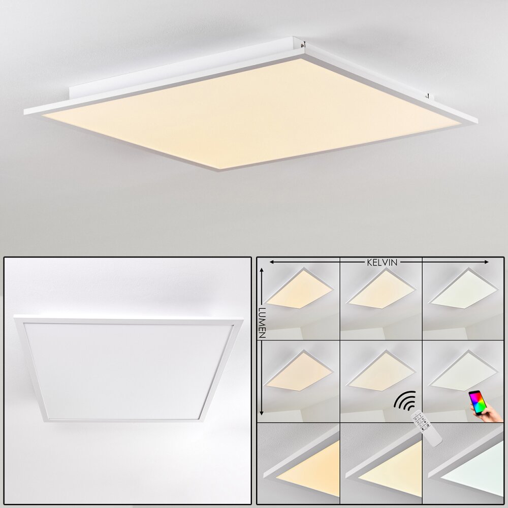 Plafonnier Salmi LED Aluminium, Blanc, 1 lumière, Télécommandes main product photo