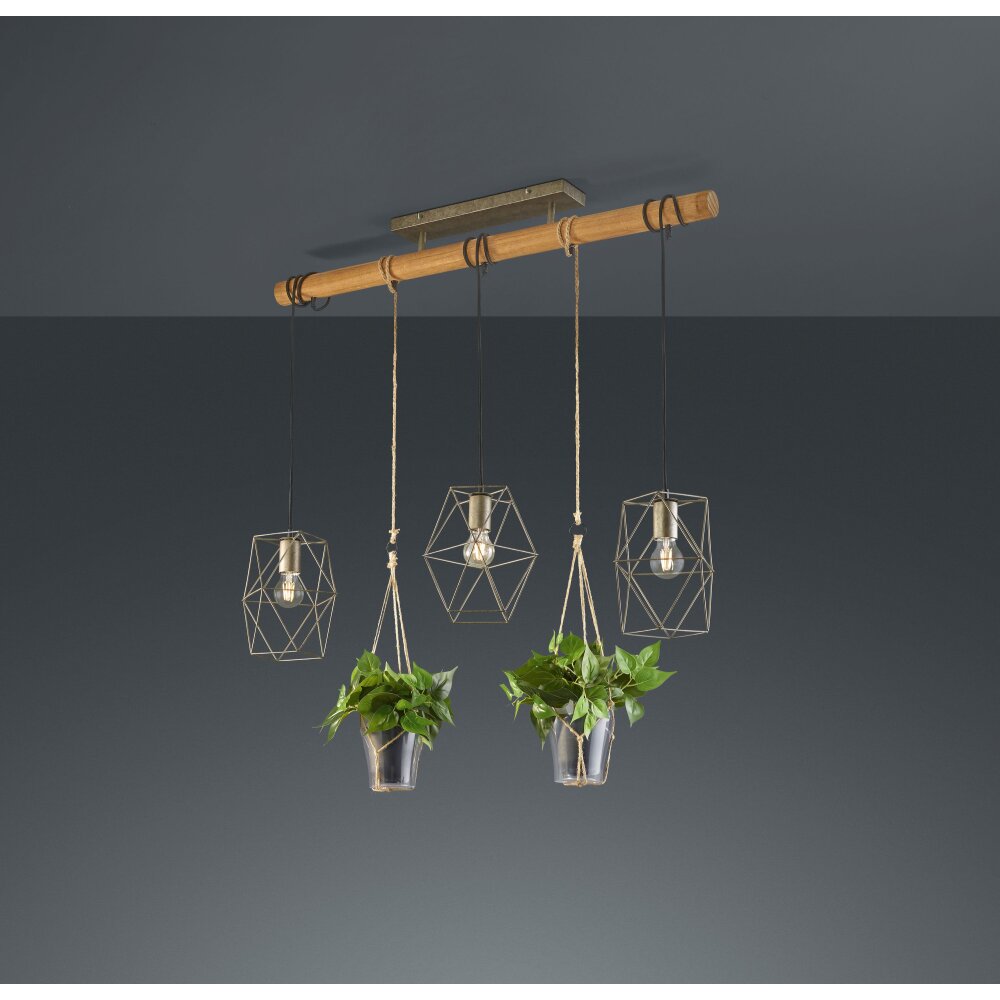 Suspension Trio Plant LED Brun foncé, Nickel mat, 3 lumières main product photo