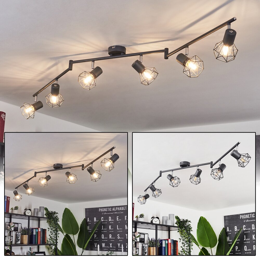 deux spots rotatifs projetant un effet luminueux au plafond idéal pour un couloir ou une chambre 40 Watt Plafonnier Gullspang en métal anthracite compatible ampoules LED pour 2 ampoules E14 max 
