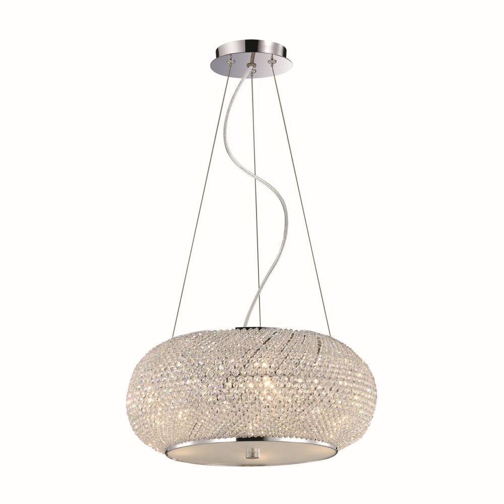 Suspension Ideal Lux PASHA Chrome, Aspect cristal, 6 lumières main product photo