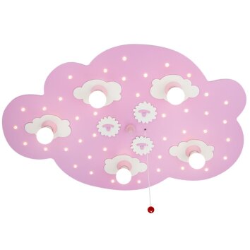 Applique murale Elobra SCHÄFCHENWOLKE Rose, 5 lumières