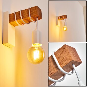 Applique murale Barbengo Brun, Blanc, 1 lumière