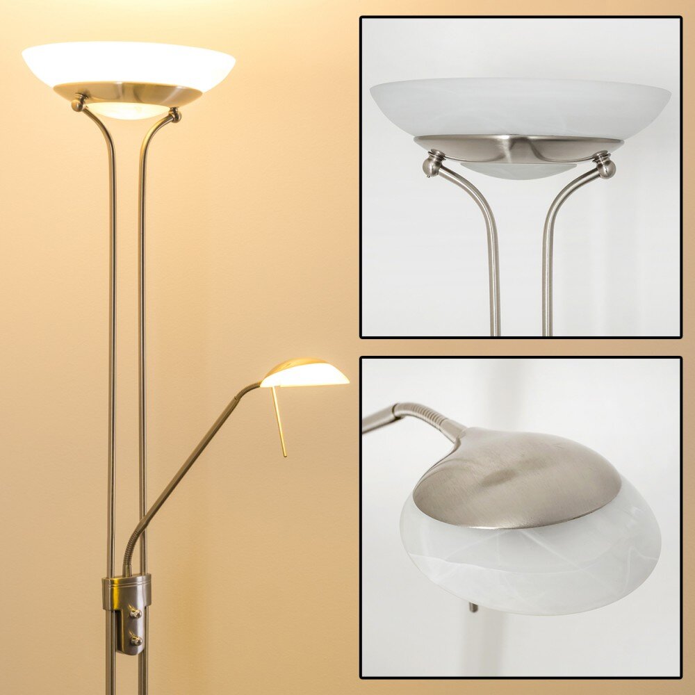 Lampadaire à vasque Biot LED Nickel mat, 2 lumières main product photo