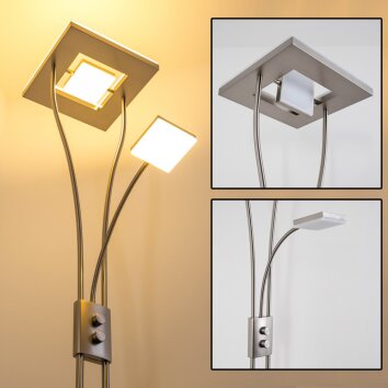 Lampadaire à vasque KIMBA LED Nickel mat, 3 lumières