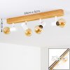 Plafonnier Barbengo Bois clair, Blanc, 4 lumières