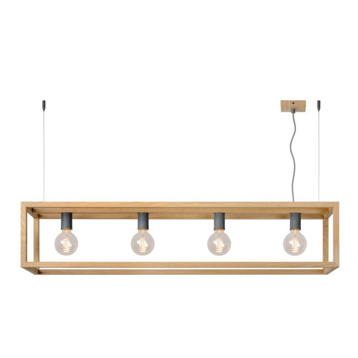 Suspension Lucide ORIS Bois foncé, 4 lumières