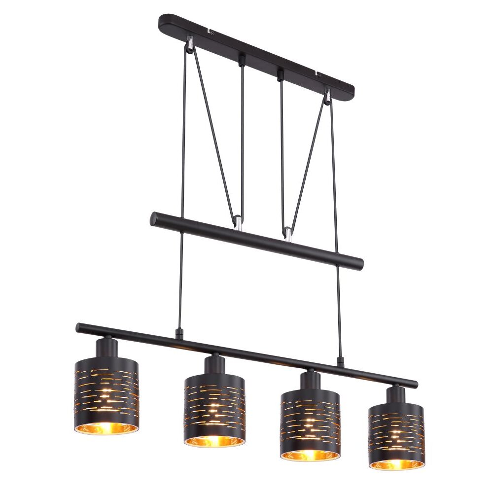 Suspension Globo TUNNO Noir, 4 lumières main product photo