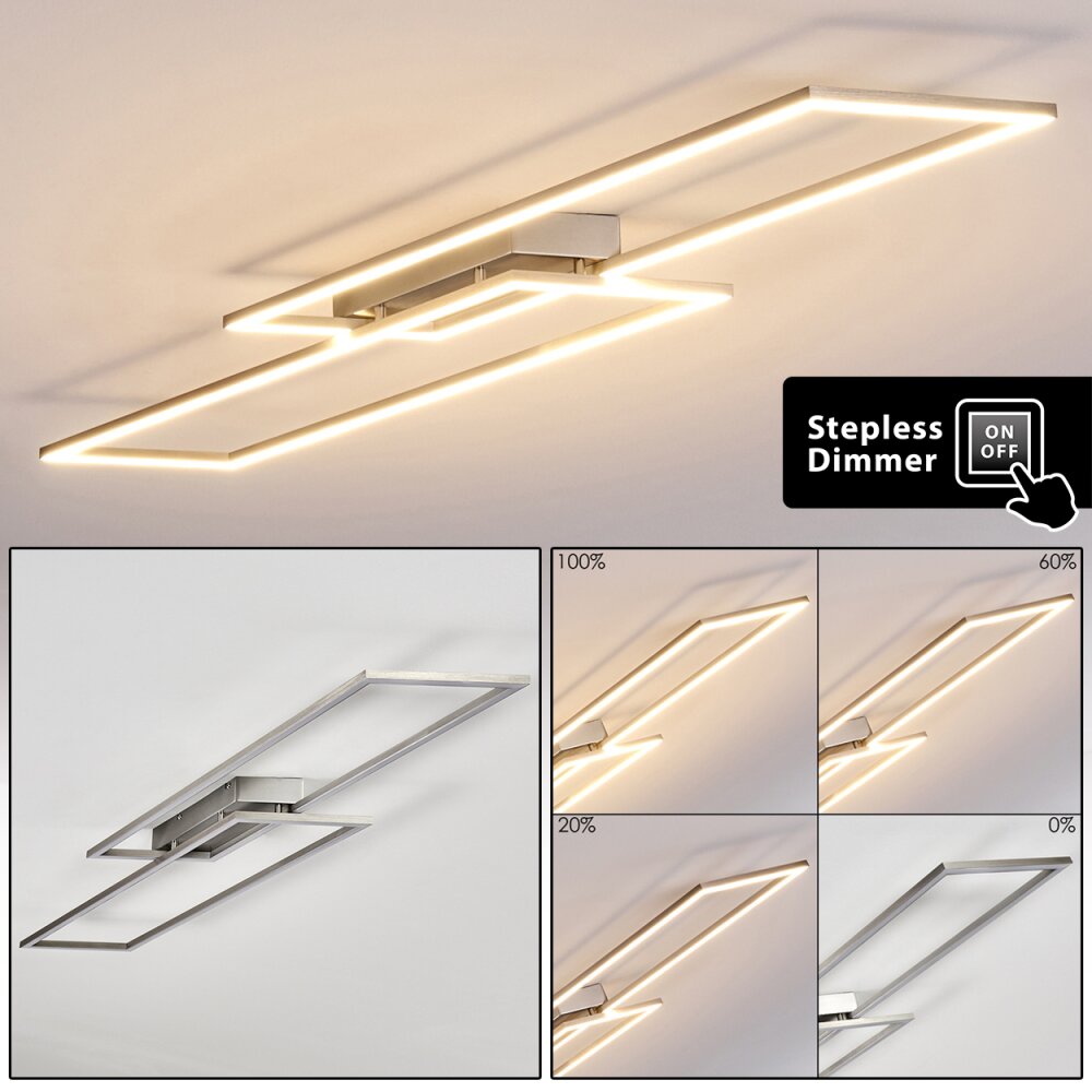 Plafonnier Veyrier LED Acier brossé, 2 lumières main product photo