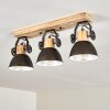 Plafonnier Orny Anthracite, Bois clair, 3 lumières