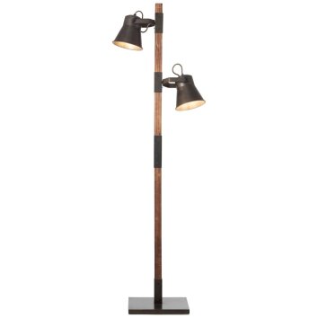 Lampadaire Brilliant Plow Bois foncé, Noir, 2 lumières