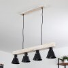 Suspension Berkeley Bois clair, Noir, 4 lumières