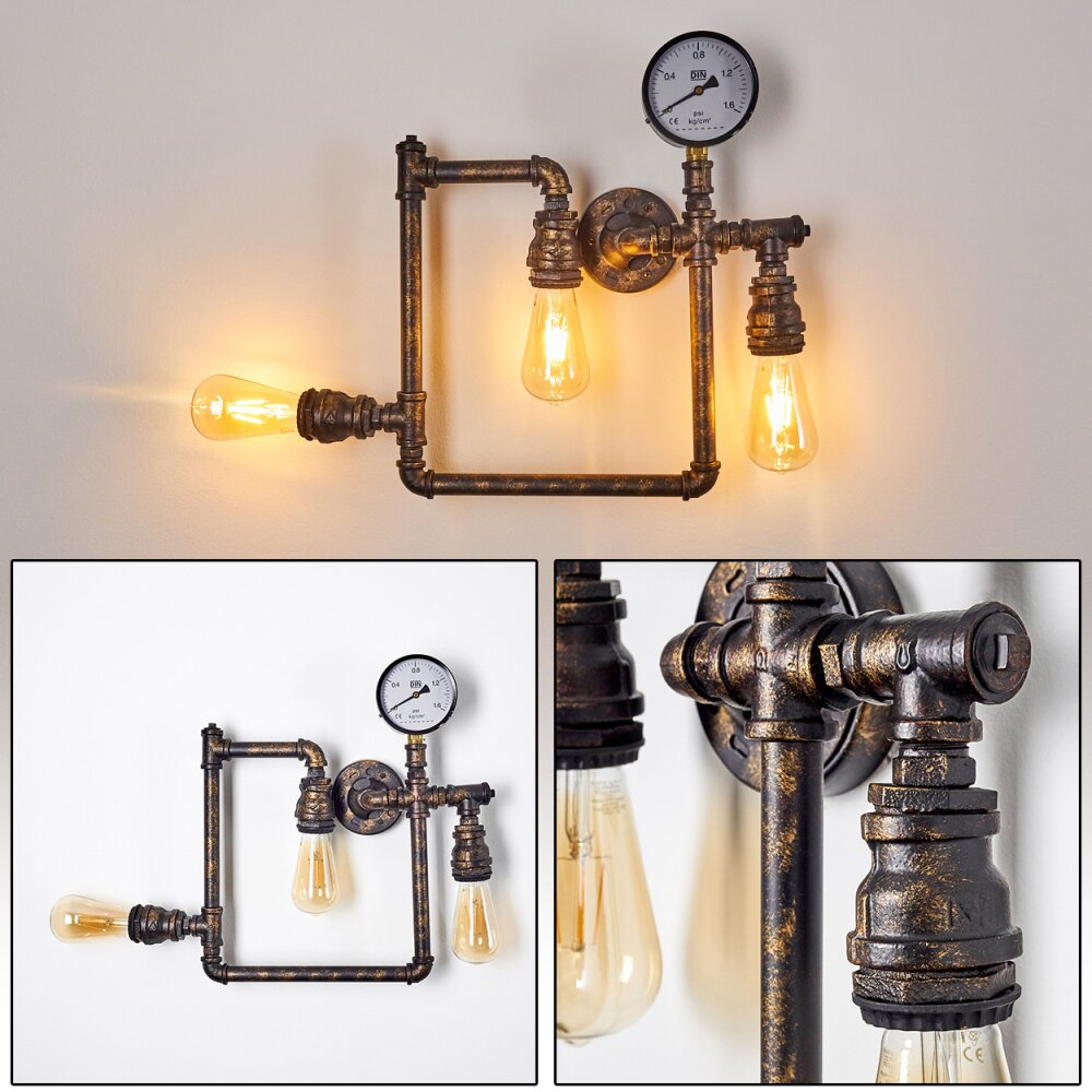 Applique murale Kolyma Noir doré, 3 lumières main product photo
