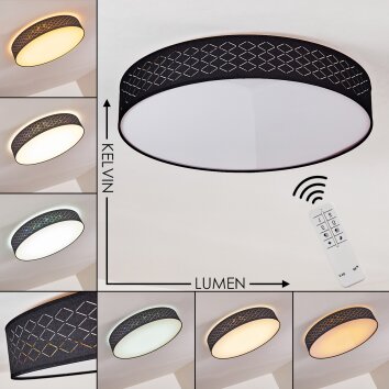 Plafonnier Temuka LED Noir, Blanc, 1 lumière, Télécommandes