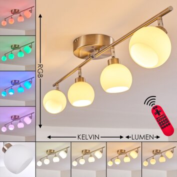 Plafonnier Motala LED Nickel mat, 4 lumières, Télécommandes, Changeur de couleurs