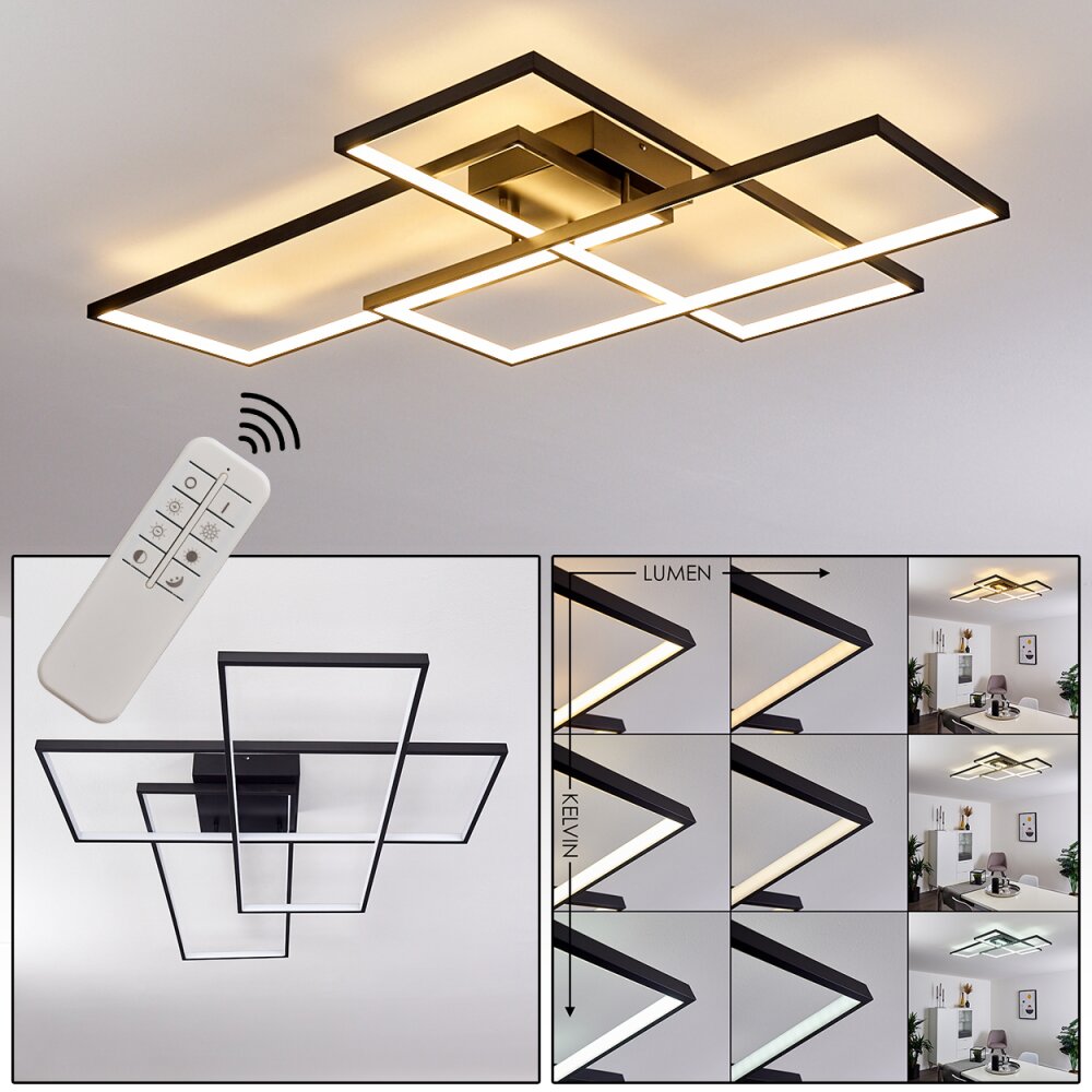 Plafonnier Ghana LED Noir, 1 lumière, Télécommandes main product photo