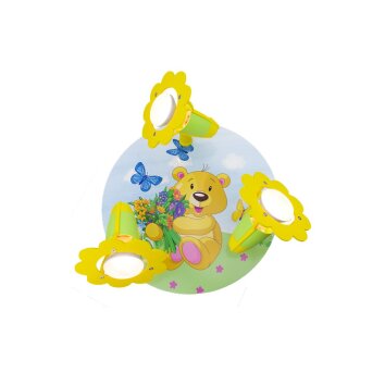 Plafonnier rond Elobra TEDDYBÄR Jaune, Vert, 3 lumières