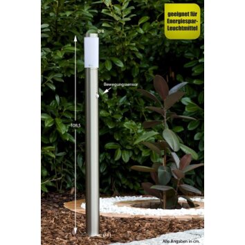 Borne d'éclairage Massive myGarden UTRECHT Acier inoxydable, Blanc, 1 lumière, Détecteur de mouvement