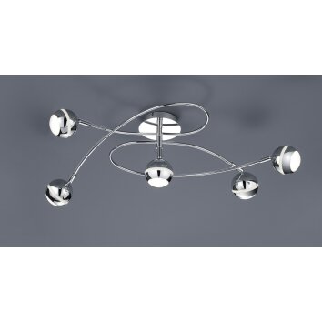 Plafonnier Trio-Leuchten Baloubet LED Chrome, 5 lumières