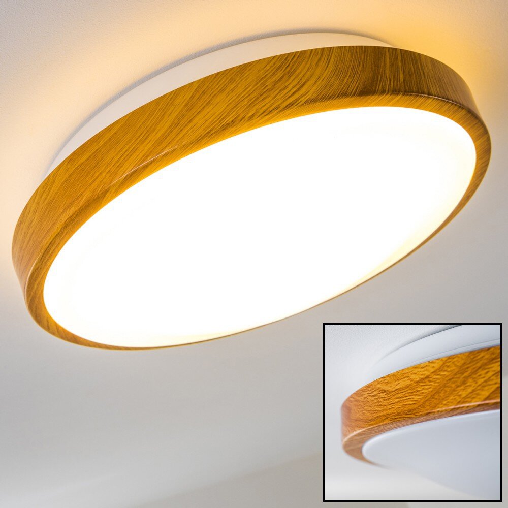 Plafonnier Sora Wood LED Bois clair, Blanc, 1 lumière main product photo