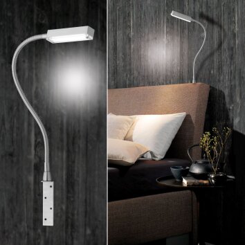 Lampe de chevet Honsel Raik LED Nickel mat, 1 lumière